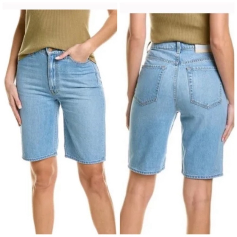 NWT MOTHER The Twizzy Knee Shorts Snacks High Rise Denim Shorts Size 26